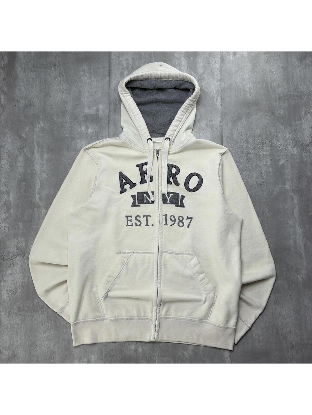 Y2K White Aeropostale Grunge Skater Zip Up Hoodie